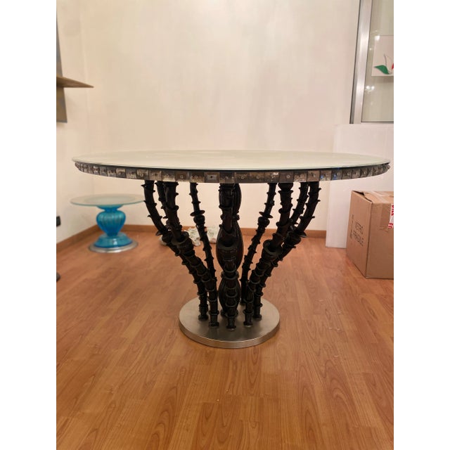 1980s Italian Venetian Black "Rezzonico" and Silver Murano Glass Style Big Table For Sale - Image 11 of 12
