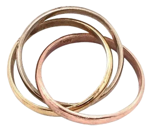 14 Karat Tri-Color White Yellow Rose Gold Three-Band Ring or Wedding Band