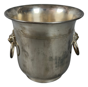 Silver-Plated Ice Bucket with Lion Head Handles
