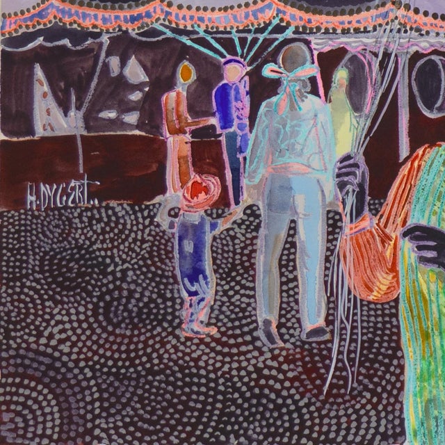 Signed center left, 'A. Dygert' for Audrey Dygert (American, 1922-2010) with artist seal and painted circa 1995. Audrey...