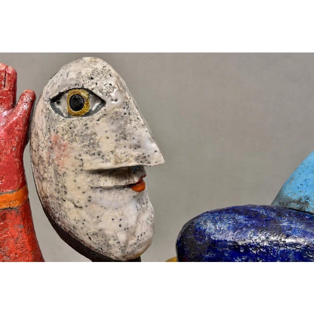 Roger Capron Roger Capron (French, 1922-2006) Enameled Ceramic Abstract Figural Sculpture For Sale - Image 4 of 12