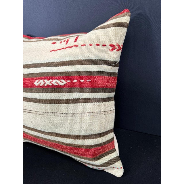Contemporary Turkish Hemp Pillow Cushion Natural Beige Red Cushion Cover 20"x20" For Sale - Image 3 of 4