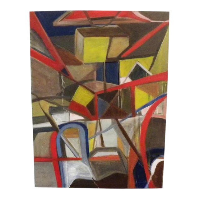 Vintage Mid Century Abstract Original Oil Painting For Sale