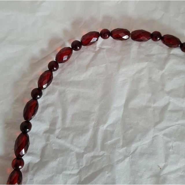 Antique Art Deco Cherry Amber Bakelite Bead Necklace, 1920 For Sale - Image 9 of 14