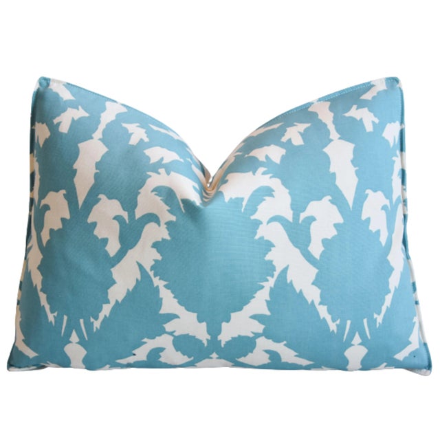 Robert Allen Designer Thomas Paul Turquoise & White Nautical Beachy Coastal Feather/Down Pillow 22" X 17" For Sale - Image 4 of 6