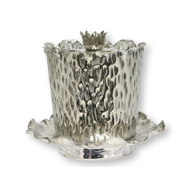 Rare late 19th century English silver-plated biscuit barrel designed by Christopher Dresser for Hukin & Heath. The...