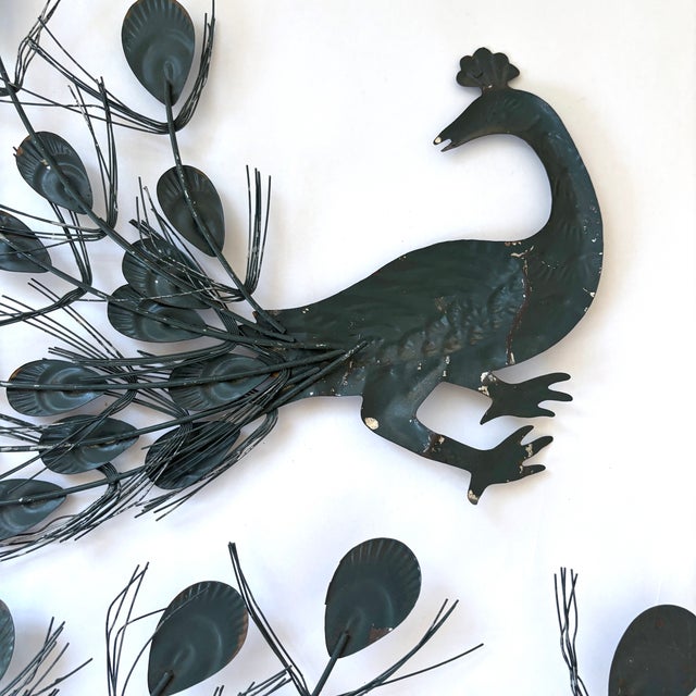 Mid-Century Modern Stunning Pair of Mid Century Peacock Wall Sculptures For Sale - Image 3 of 7