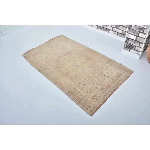 Handmade wool carpet in Turkish Anatolia , Vintage Oushak Rug,Turkish Vintage Anatolian Rug, Handmade wool Rug . One Of...