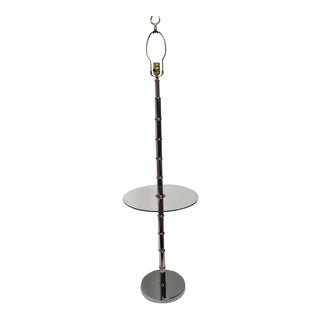 Hollywood Regency Chrome & Brass Faux Bamboo Table Floor Lamp For Sale