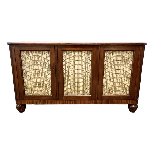 English Regency Style Rosewood Breakfront Sideboard / Credenza For Sale