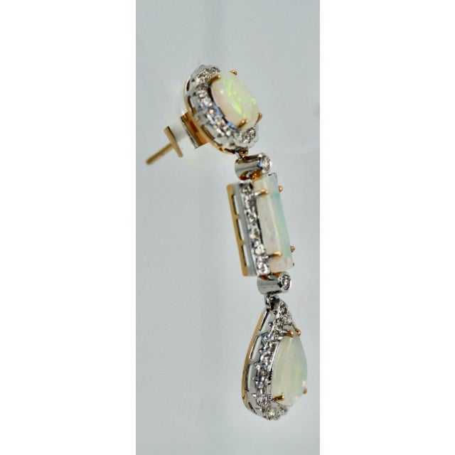 Contemporary 1970s Opal Diamond 18k Drop Earrings - 2 Pieces For Sale - Image 3 of 6
