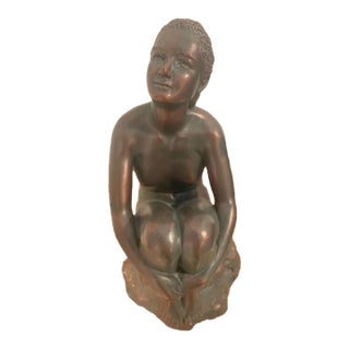 Austin Productions Art Deco Seated Woman Sculpture in Durastone For Sale