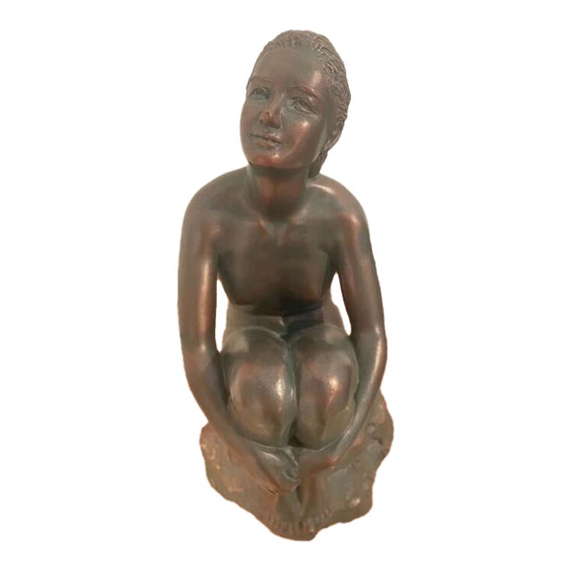 Austin Productions Art Deco Seated Woman Sculpture in Durastone For Sale