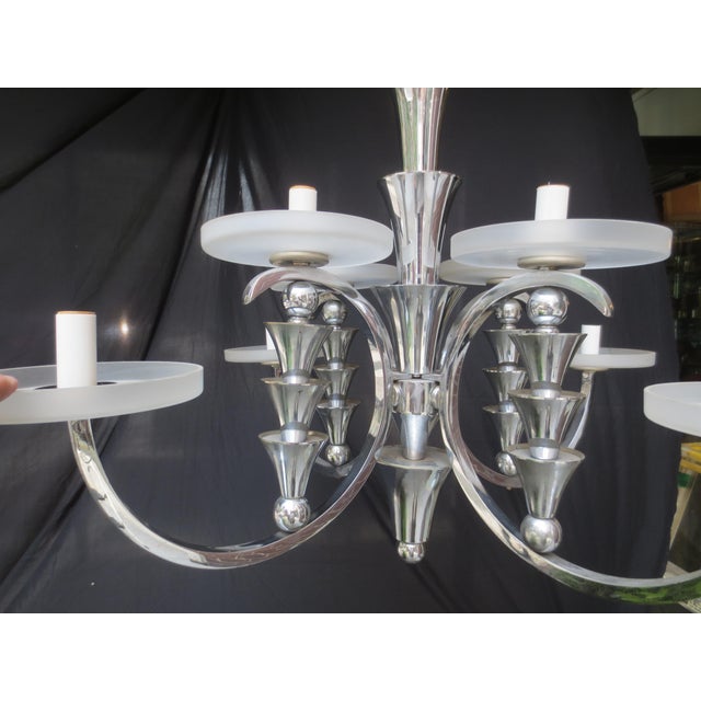 Vintage Arts Deco 8 Light Chrome Chandelier For Sale - Image 9 of 15