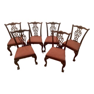 Chairs Chippendale Drexel Dining Cherry Mahogany Vintage For Sale
