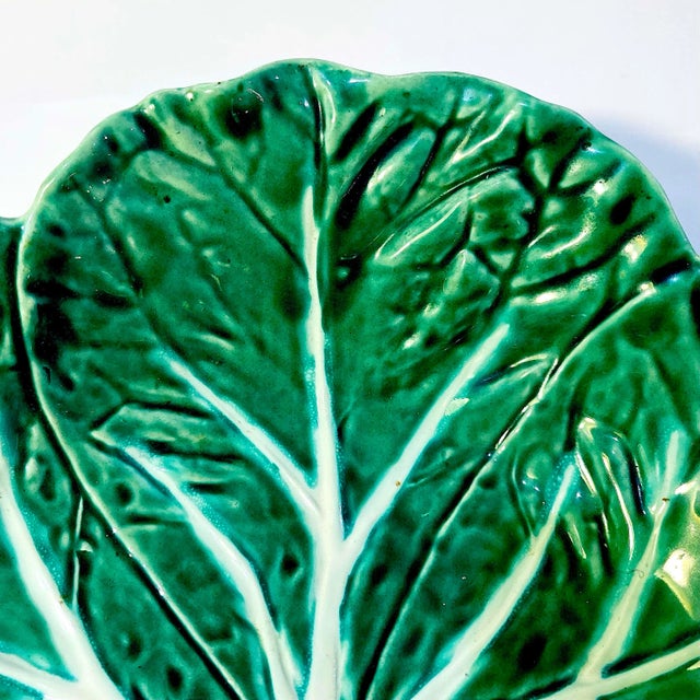 Since 1884 Bordallo Pinheiro artisans in Portugal have produced this distinctive deep green "cabbage" ware. Highly...