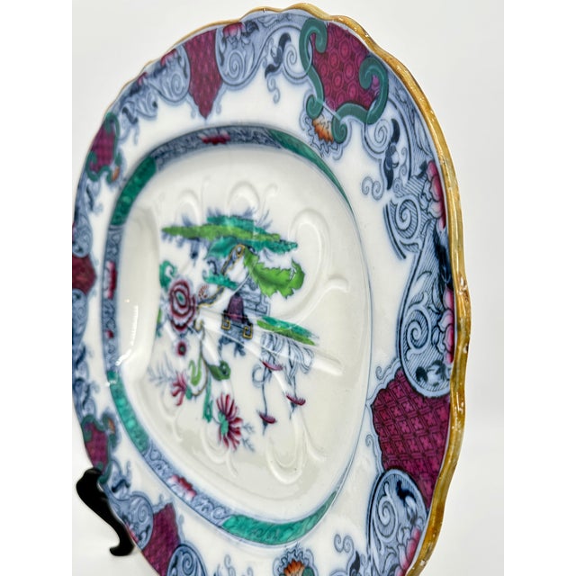 Antique Large Transfer Meat Platter Chinoiserie For Sale - Image 10 of 12