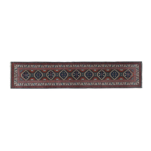 Oversize Bohemian Striped Wool Kilim Rug 2'2" x 10'4" 25" x 124" / 66 x 316 Cm Hand woven with high quality pure wool...