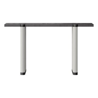 Console with Black Oak Patterned Top and White Legs Plinth by Ultramobili For Sale