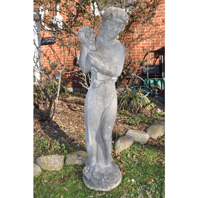 Concrete Statue of Roman Woman Holding Grapes | Chairish