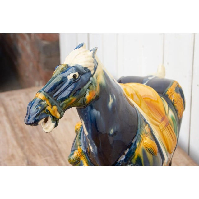 Royal Blue Chinese Sancai Horse For Sale - Image 4 of 8