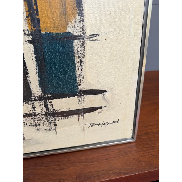 1970s Original Large Framed Abstract Painting by Tom Hayward For Sale - Image 4 of 8