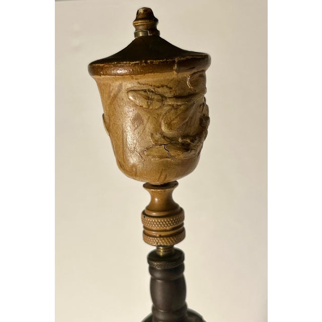 Gold Antique C.1920s j.b. Hirsch Figural Porcelain Lady Lamp Wood Chalkware Base 39.5 For Sale - Image 8 of 12