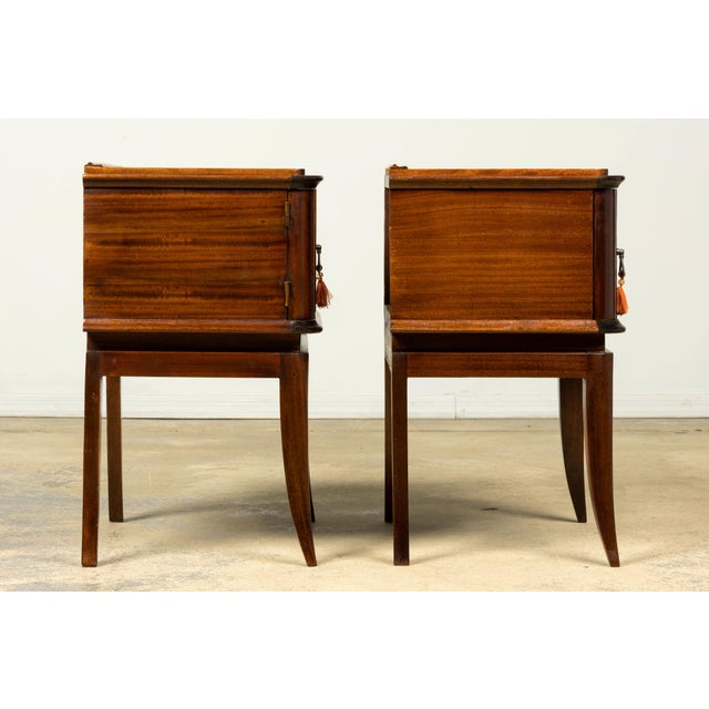 Pair of French Art Deco Mahogany and Burl Wood Nightstands, 1930s For Sale - Image 16 of 17