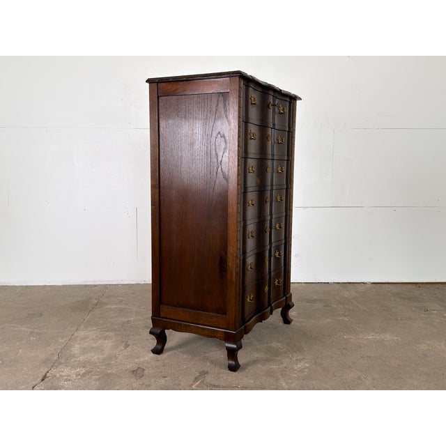 Danish Baroque Oak Serpentine Tallboy Chest of Drawers, 1940s For Sale - Image 4 of 13