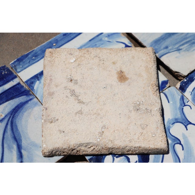 Blue Antique 18th Century Portuguese Baroque Scrollwork Tiles in Cobalt Blue & White, Antique Set of 6 For Sale - Image 8 of 8