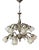 White Brass 12-Arm Chandelier with Rose-Shaped Glass Shades For Sale