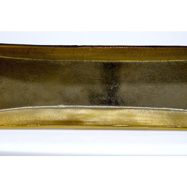 Contemporary Cast Aluminum Painted Gold Decorative Bowl Catchall on Base For Sale - Image 9 of 10