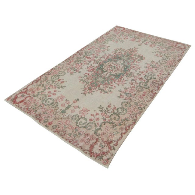 Traditional Vintage Floral Turkish Area Rug-4′ × 6′7″ For Sale - Image 3 of 7