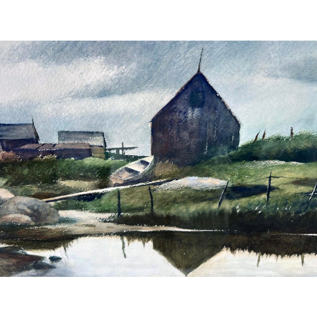 Fishing Village - Massachusetts Watercolor on Paper by Richard Clark Hare For Sale - Image 4 of 5