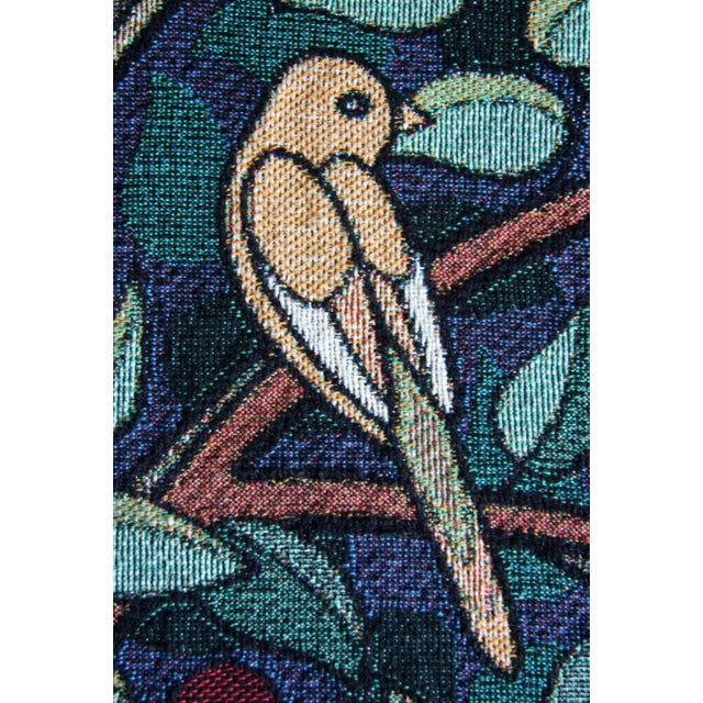 Eggplant Arts and Crafts Style "Tree of Birds" in Aubergine Jacquard Woven Throw Blanket For Sale - Image 8 of 11