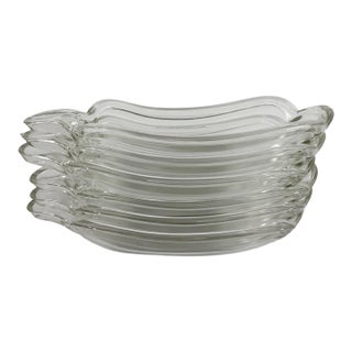 Vintage Mid-Century Modern Clear Glass Banana Split & Ice Cream Boats - Set of 6 For Sale