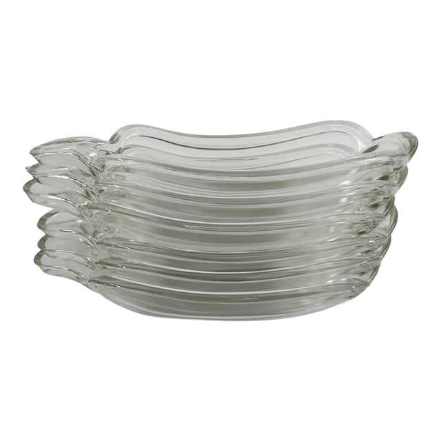 Vintage Mid-Century Modern Clear Glass Banana Split & Ice Cream Boats - Set of 6 For Sale