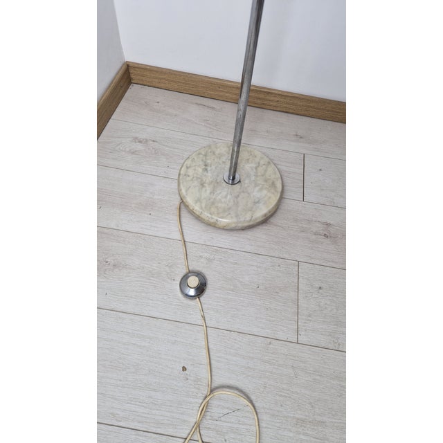 Silver Floor Lamp in Chrome with Milk Glass Lampshade, 1970s For Sale - Image 8 of 10