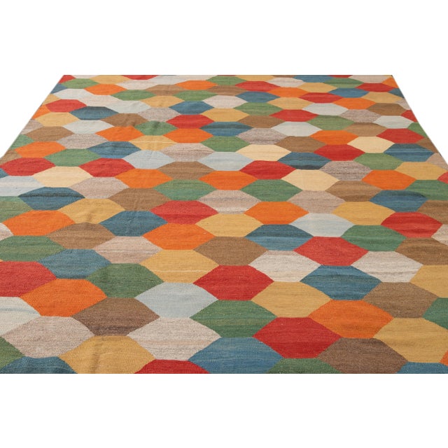 21st Century Modern Kilim Wool Rug For Sale - Image 11 of 13