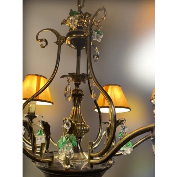 Gold Art Nouveau Bronze Finish Chandelier, 1990s For Sale - Image 8 of 12