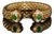 Vintage Fope Flex’it Natural 5.20ct Diamond Sapphire Emerald 18k Gold Open Cuff Bracelet For Sale
