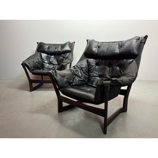 Mid-Century Trega Sling Lounge Chairs by Tormod Alnæs for Sørlie Møbler, Norway, 1970s For Sale - Image 4 of 17