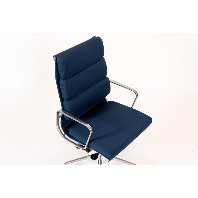 Herman Miller Eames Tall Navy Blue Fabric Desk Chair Soft Pad For Sale In Detroit - Image 6 of 16