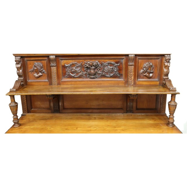 Wood Early 1900s Antique Large Renaissance Revival Well-Carved, Sideboard!! For Sale - Image 7 of 9