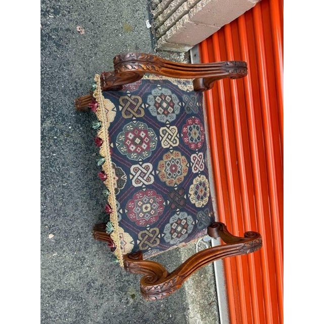 Late 20th Century Late 20th Century Vintage French Louis XIII Style Os De Mouton Backless Bench For Sale - Image 5 of 14