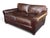 Restoration Hardware Brown Leather Two-Cushion Sofa With Rolled Arms and Bun Feet For Sale In Los Angeles - Image 6 of 14