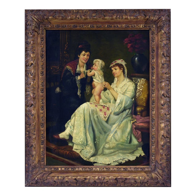 Eugenio De Blasi, Family Harmony, Oil on Canvas, 1990s, Framed For Sale