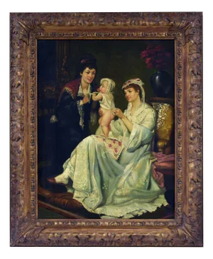 Eugenio De Blasi, Family Harmony, Oil on Canvas, 1990s, Framed