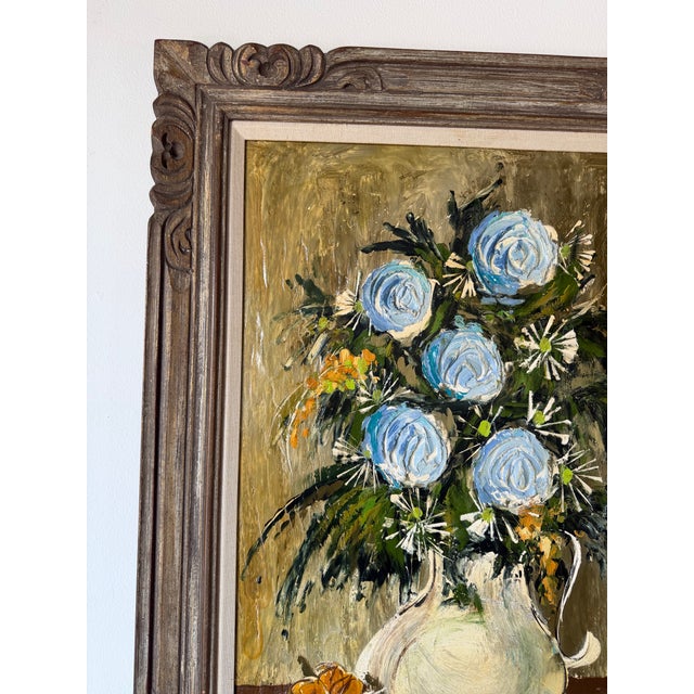 1970s Etta Benjamin Cien (American, 1924-2009) Impressionist Heavy Impasto Floral Still Life Oil on Masonite Painting, Framed For Sale In Miami - Image 6 of 12
