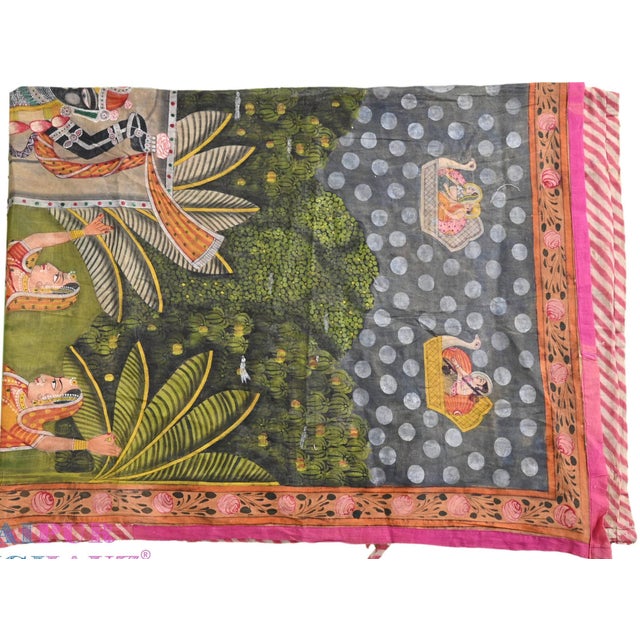 1960s Indian Artist, Pichwai Painting of Shreenath Ji with Gopis, Painting on Cotton For Sale - Image 5 of 7